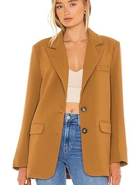 Astr Camel Single-Breasted Blazer Jacket